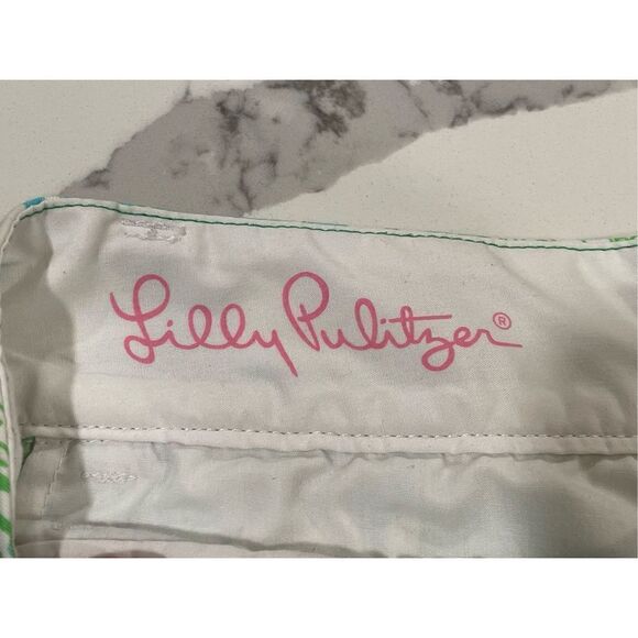 Lilly Pulitzer The Chipper Short Green Blue Floral Koala Lion Women's Sz 10 - Picture 3 of 8